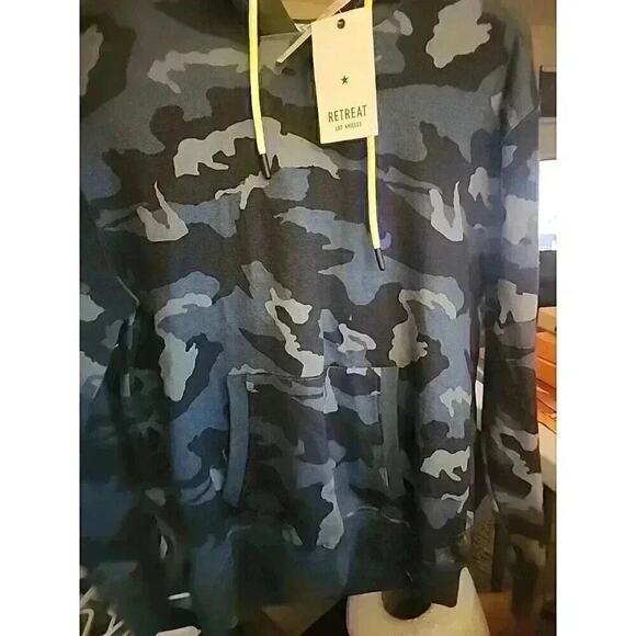 Retreat LA Hoodie Mens Small Varsity Blue Camo100% Cotton MSRPS $60 CR2 NWT Mint - Picture 1 of 5